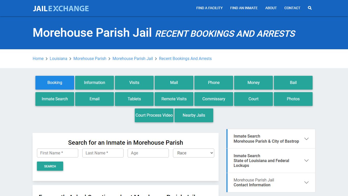 Morehouse Parish Jail Recent Bookings And Arrests - Jail Exchange