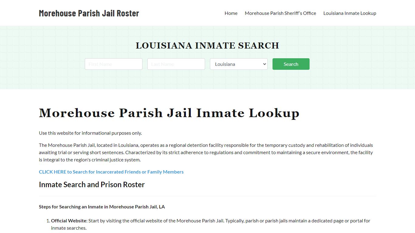 Morehouse Parish Jail Roster Lookup, LA, Inmate Search