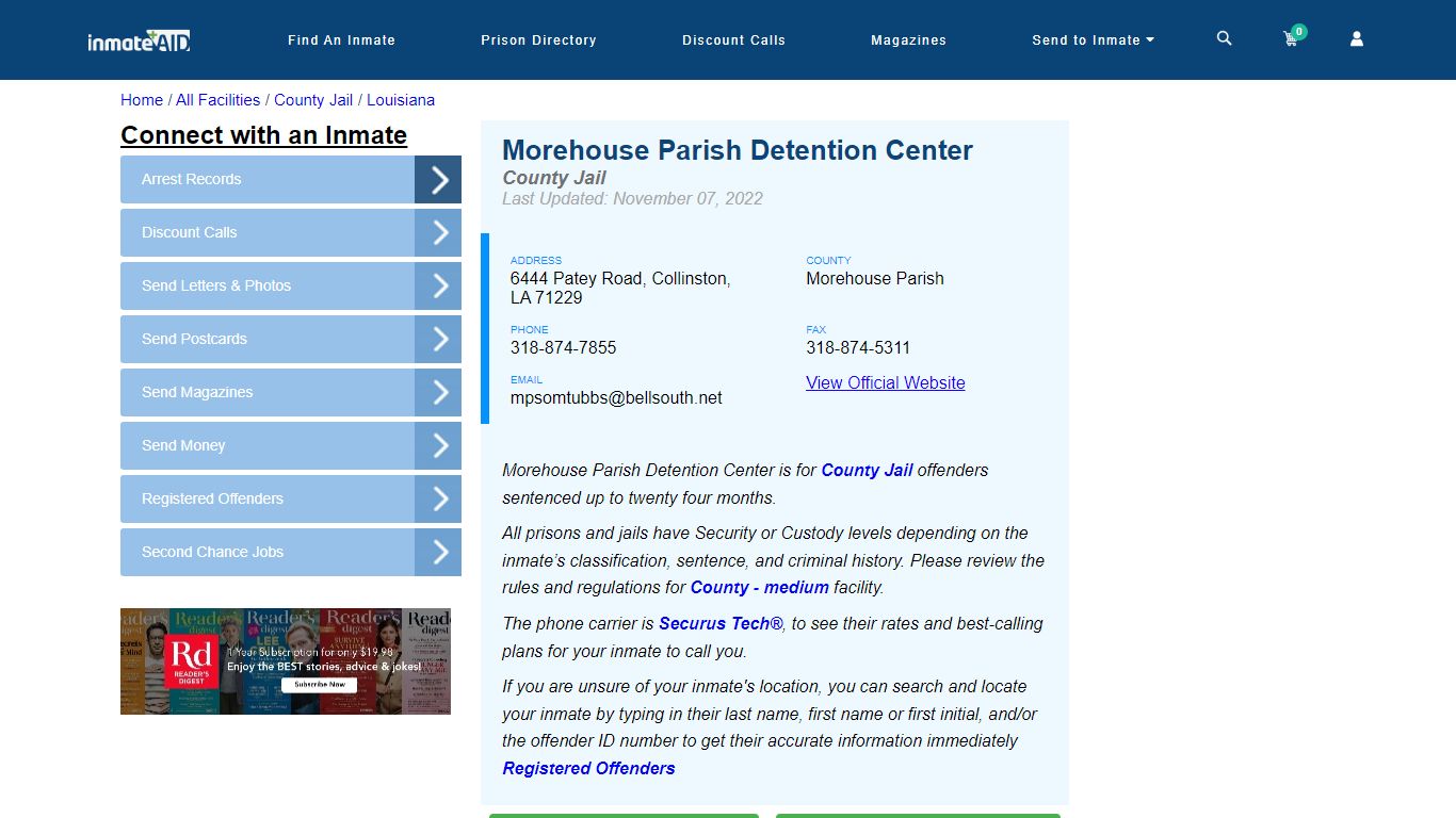 Morehouse Parish Detention Center - Inmate Locator